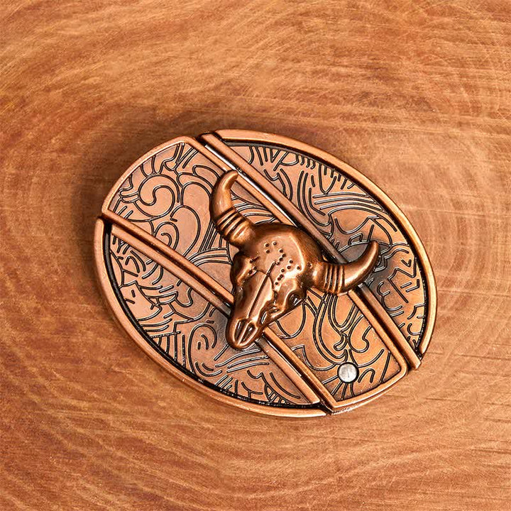 Herren DIY Rot Bronze Longhorn Bull Verstecktes Klappmesser Ledergürtel - image 3