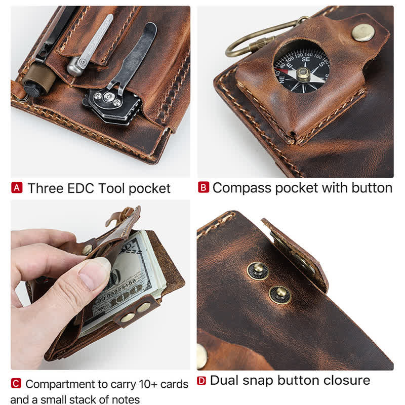 Benutzerdefinierter Name EDC Brieftasche Tasche Organizer Leder Gürteltasche - image 6