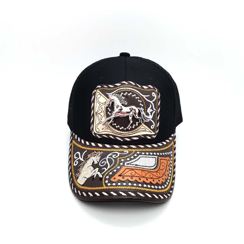 Schwarzes 3D-Metallmuster, Western-Ethno-Mode, mexikanischer Trucker-Hut (Vorverkauf) - image 9