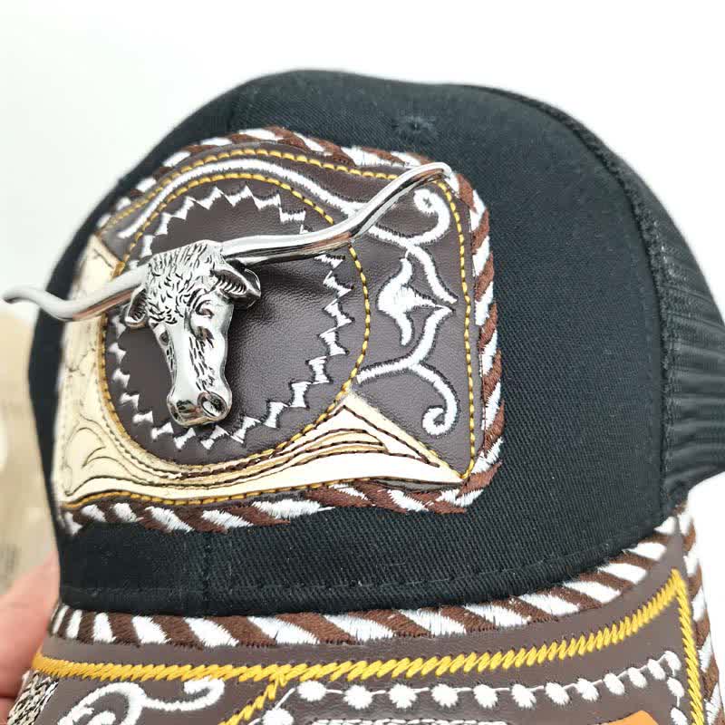 Schwarzes 3D-Metallmuster, Western-Ethno-Mode, mexikanischer Trucker-Hut (Vorverkauf) - image 4