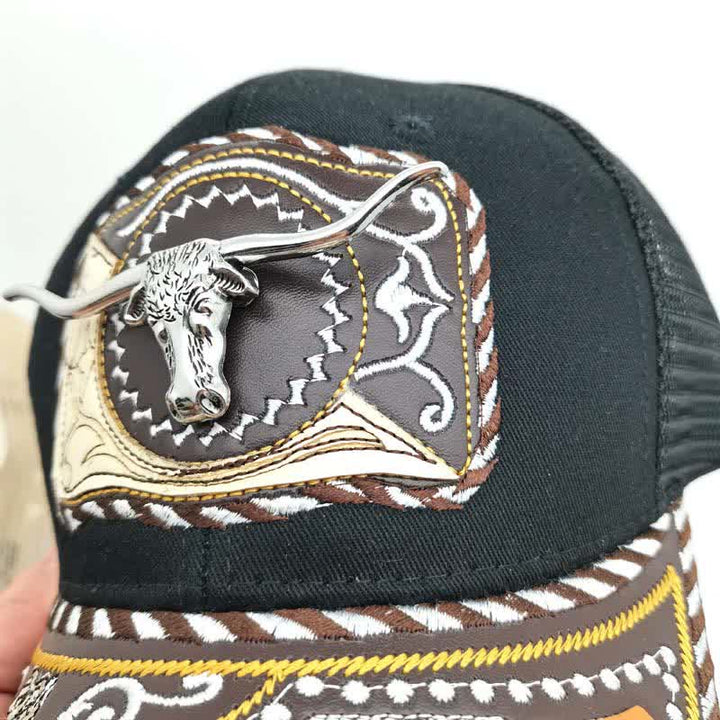 Schwarzes 3D-Metallmuster, Western-Ethno-Mode, mexikanischer Trucker-Hut (Vorverkauf) - image 4
