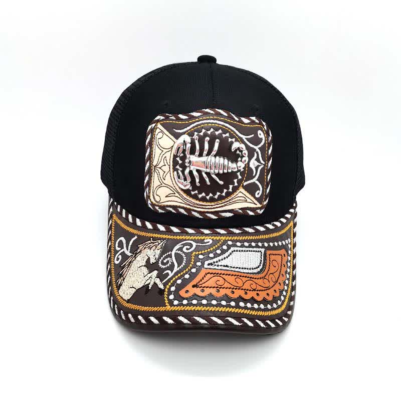 Schwarzes 3D-Metallmuster, Western-Ethno-Mode, mexikanischer Trucker-Hut (Vorverkauf) - image 17