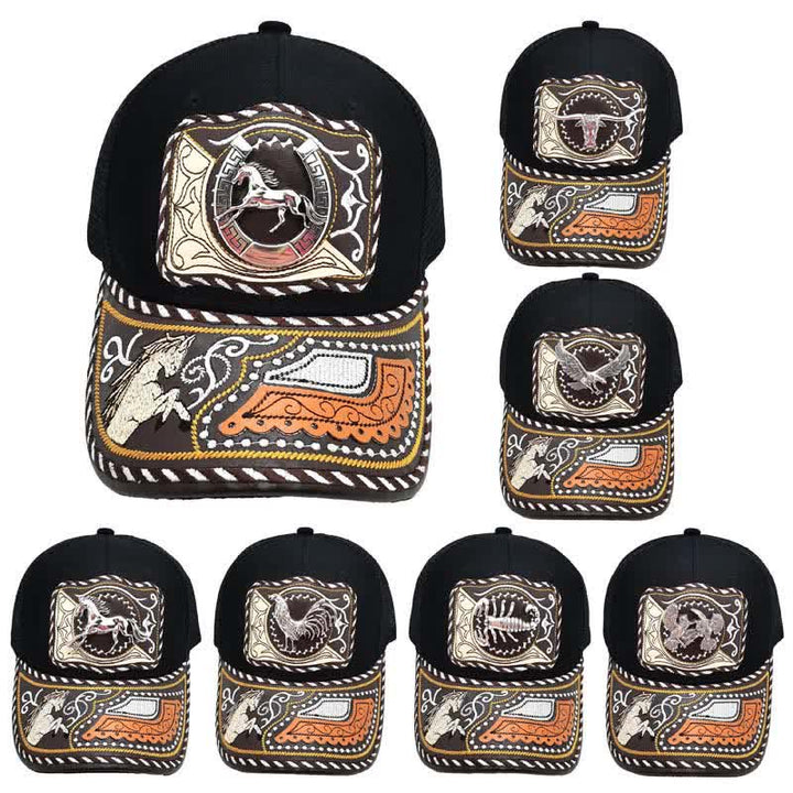 Schwarzes 3D-Metallmuster, Western-Ethno-Mode, mexikanischer Trucker-Hut (Vorverkauf) - image 2