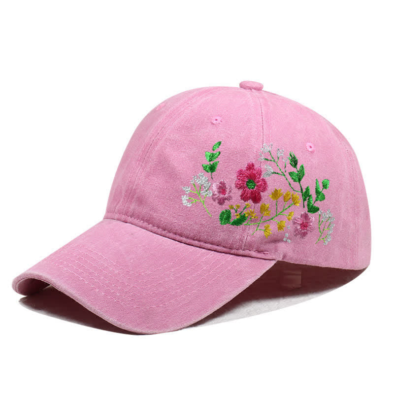 Sommerliche, bestickte, florale Gänseblümchen-Baseballkappe, verstellbar - Stil Nr. 3 - Rosa - Einstellbar (ca. 21 5/8"-22 7/8") - image 19