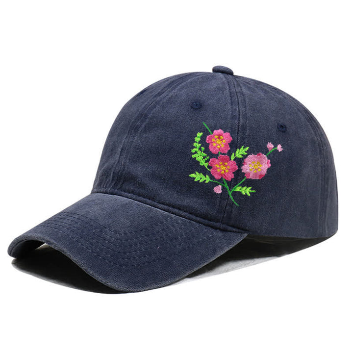 Sommerliche, bestickte, florale Gänseblümchen-Baseballkappe, verstellbar - Stil Nr. 2 - Marine - Einstellbar (ca. 21 5/8"-22 7/8") - image 13