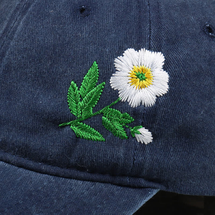 Sommerliche, bestickte, florale Gänseblümchen-Baseballkappe, verstellbar - image 2