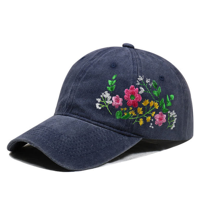 Sommerliche, bestickte, florale Gänseblümchen-Baseballkappe, verstellbar - Stil Nr. 3 - Marine - Einstellbar (ca. 21 5/8"-22 7/8") - image 17