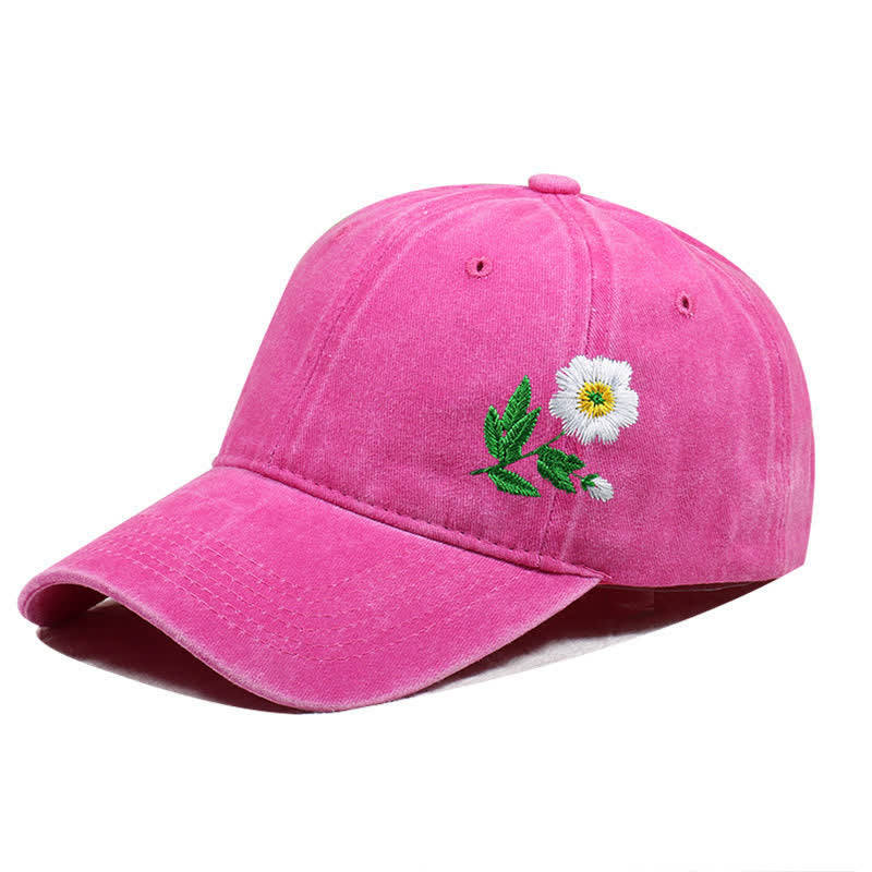Sommerliche, bestickte, florale Gänseblümchen-Baseballkappe, verstellbar - Stil Nr. 1 - Pink - Einstellbar (ca. 21 5/8"-22 7/8") - image 11