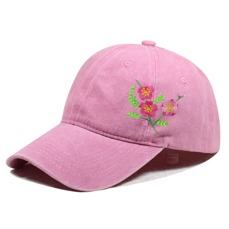 Sommerliche, bestickte, florale Gänseblümchen-Baseballkappe, verstellbar - Stil Nr. 2 - Rosa - Einstellbar (ca. 21 5/8"-22 7/8") - image 15