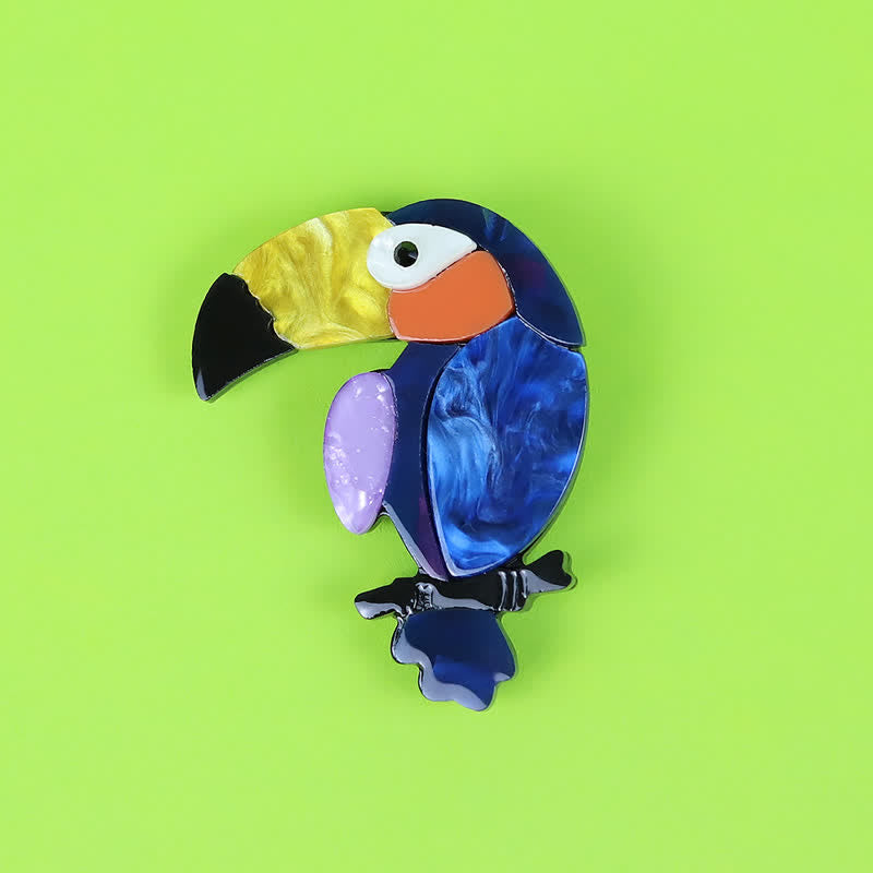 Big-Billed Bird Cartoon Handgemachte Acryl Brosche - Marine - image 1