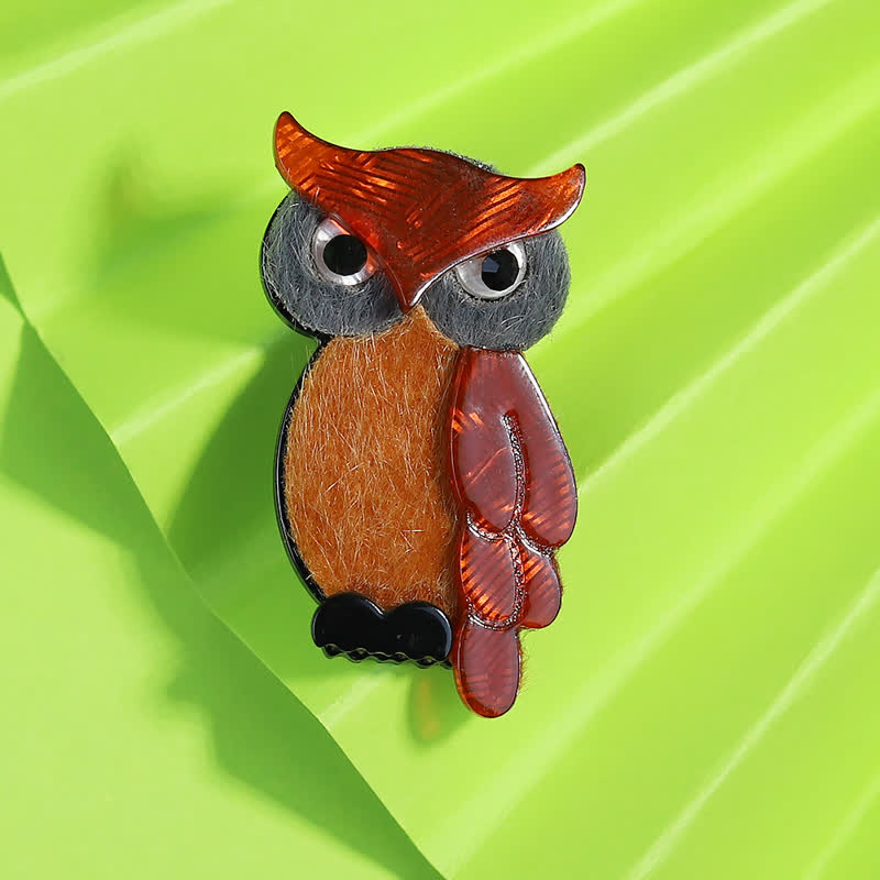 Braune Nachteule Cartoon Vogel handgemachte Acryl Brosche - Braun - image 1