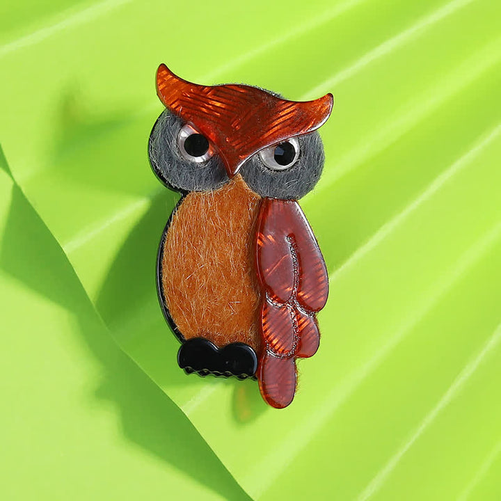 Braune Nachteule Cartoon Vogel handgemachte Acryl Brosche - Braun - image 1