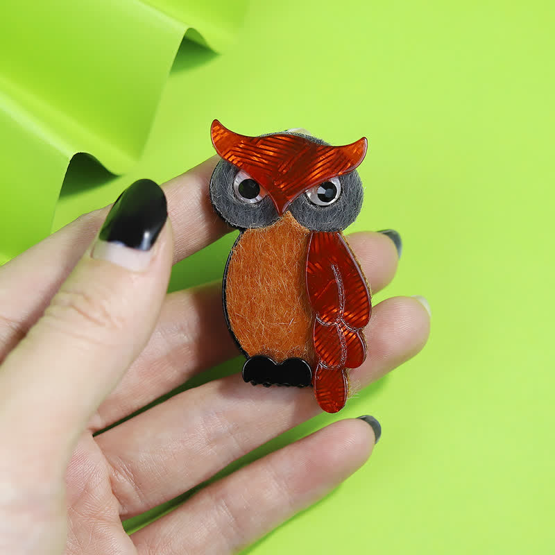 Braune Nachteule Cartoon Vogel handgemachte Acryl Brosche - image 3