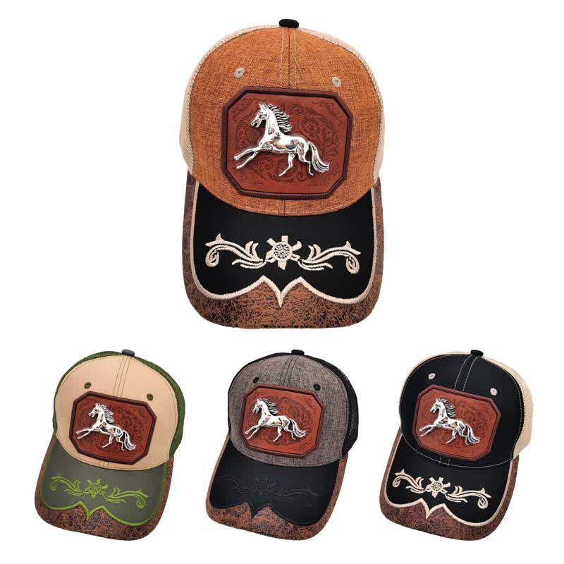 Silberne Trucker-Mütze aus Netzgewebe mit 3D-Pferdedekor aus Metall, Western-Stickerei (Vorverkauf) - image 2