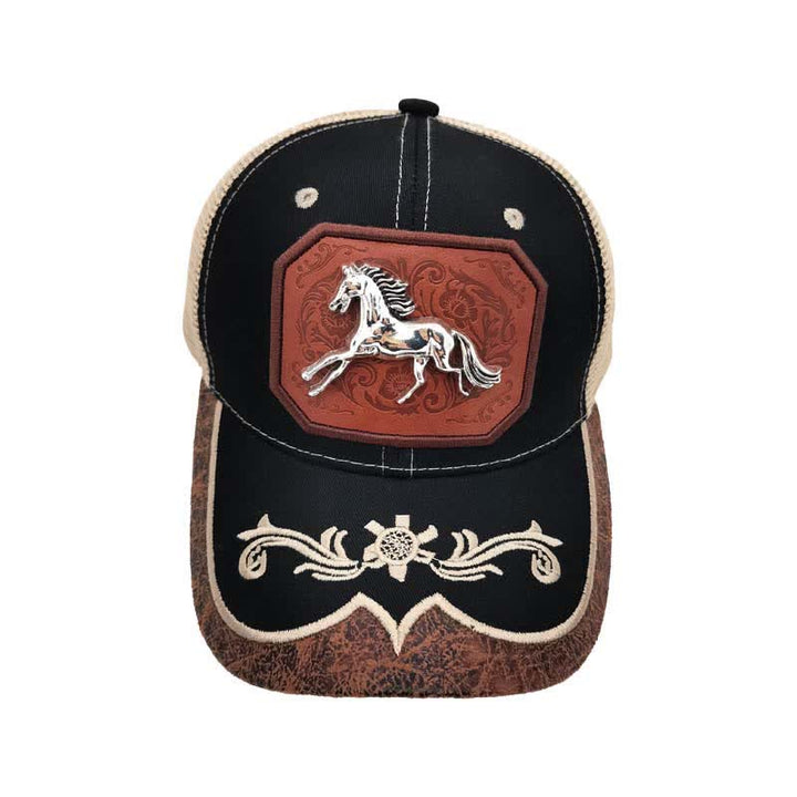 Silberne Trucker-Mütze aus Netzgewebe mit 3D-Pferdedekor aus Metall, Western-Stickerei (Vorverkauf) - image 6