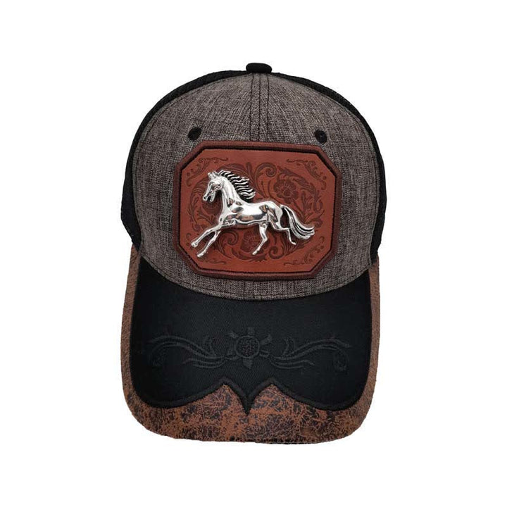 Silberne Trucker-Mütze aus Netzgewebe mit 3D-Pferdedekor aus Metall, Western-Stickerei (Vorverkauf) - image 8