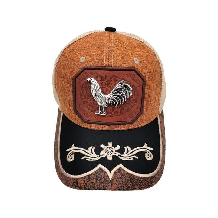 Silberne Trucker-Mütze aus 3D-Metall mit Hahn-Dekor und Western-Stickerei (Vorverkauf) - image 2