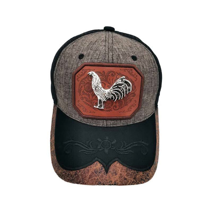 Silberne Trucker-Mütze aus 3D-Metall mit Hahn-Dekor und Western-Stickerei (Vorverkauf) - image 5