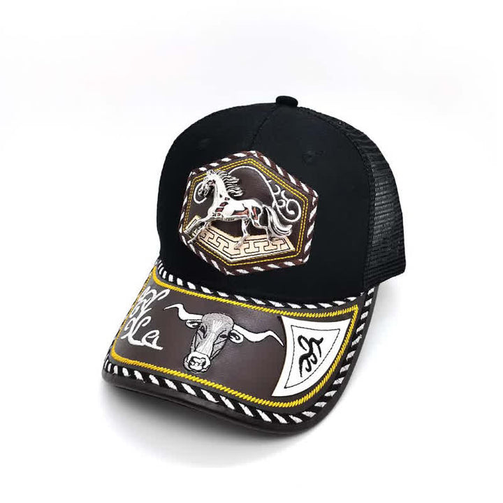 Silberne Trucker-Mütze mit 3D-Metalldekor und Western-Stickerei, schwarzes Netzgewebe (Vorverkauf) - Pferd - Einstellbar (ca. 22"-23 5/8") - image 11