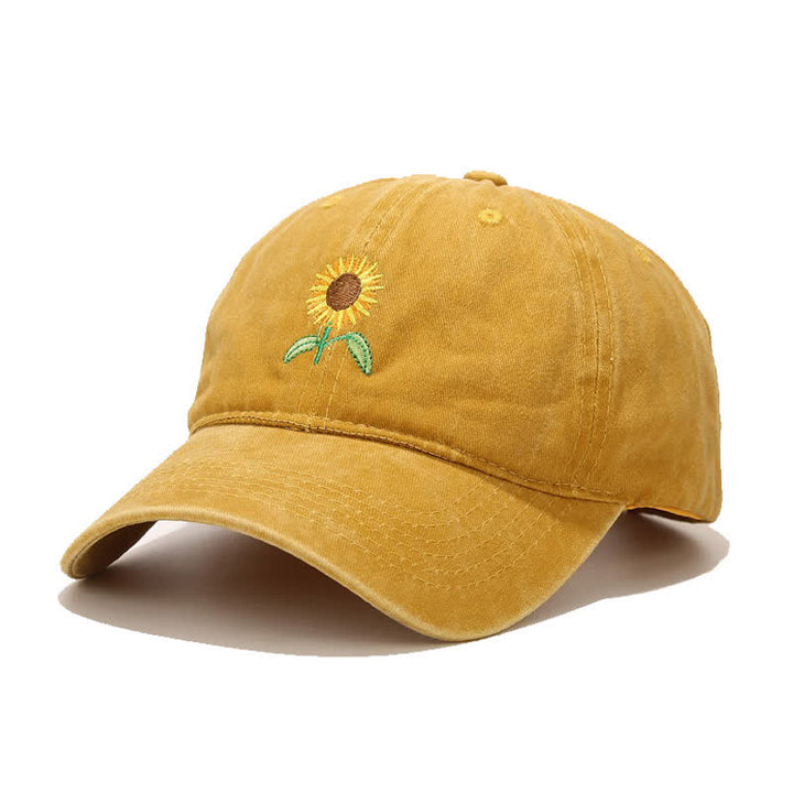 Verstellbare Baseballkappe mit Sonnenblumen-Stickerei und Blumenmuster - Gelb - Einstellbar (ca. 21 5/8"-22 7/8") - image 6