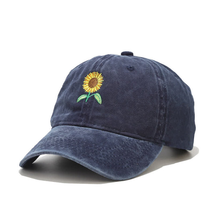 Verstellbare Baseballkappe mit Sonnenblumen-Stickerei und Blumenmuster - Marine - Einstellbar (ca. 21 5/8"-22 7/8") - image 10