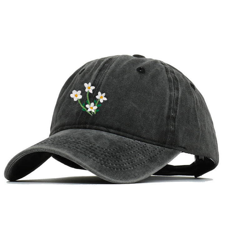 Baseballkappe mit Blumenstickerei, verstellbar, Weiß - image 3
