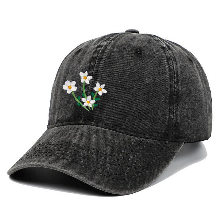 Baseballkappe mit Blumenstickerei, verstellbar, Weiß - image 1