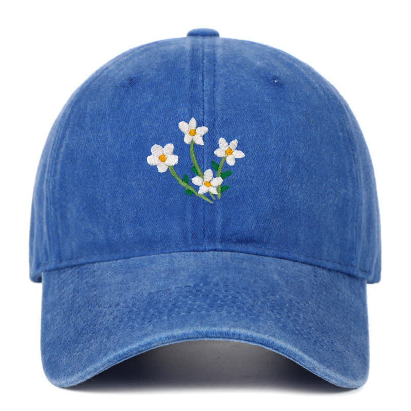 Baseballkappe mit Blumenstickerei, verstellbar, Weiß - Blau - Einstellbar (ca. 21 5/8"-22 7/8") - image 18