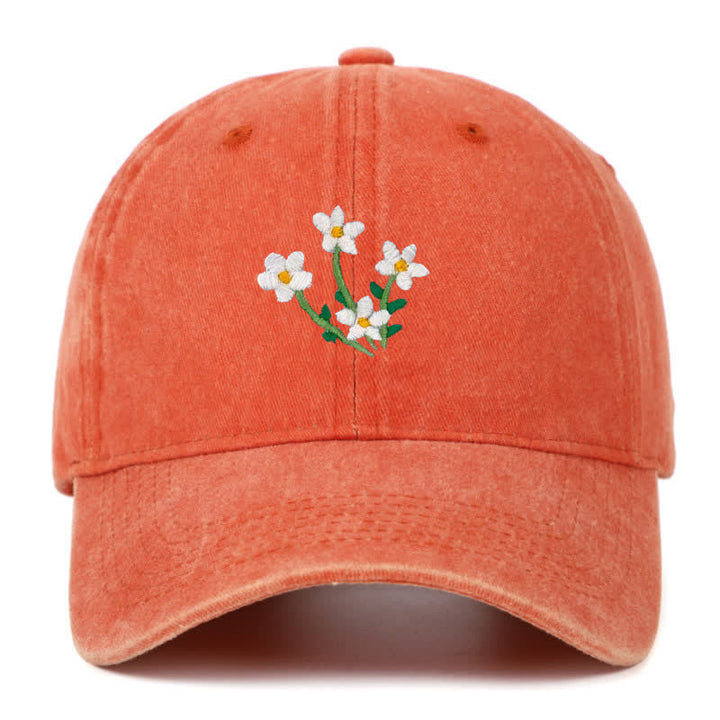 Baseballkappe mit Blumenstickerei, verstellbar, Weiß - Orange - Einstellbar (ca. 21 5/8"-22 7/8") - image 16