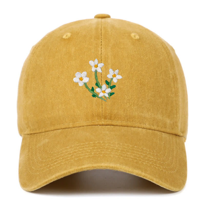 Baseballkappe mit Blumenstickerei, verstellbar, Weiß - Gelb - Einstellbar (ca. 21 5/8"-22 7/8") - image 15