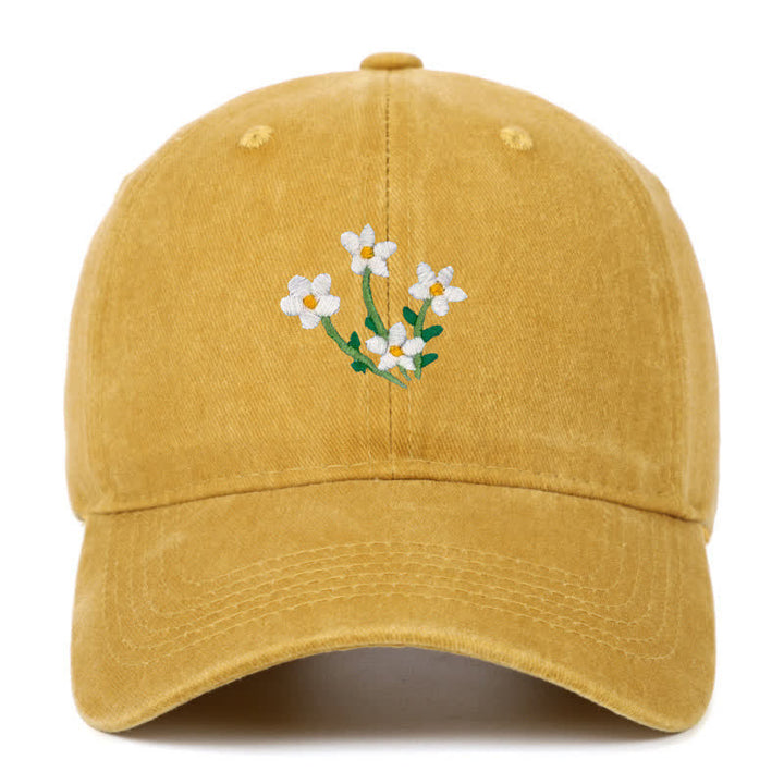 Baseballkappe mit Blumenstickerei, verstellbar, Weiß - Gelb - Einstellbar (ca. 21 5/8"-22 7/8") - image 15