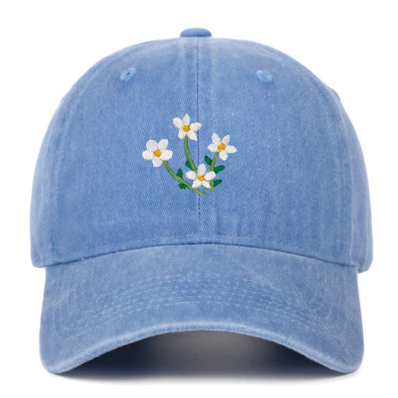 Baseballkappe mit Blumenstickerei, verstellbar, Weiß - Himmelblau - Einstellbar (ca. 21 5/8"-22 7/8") - image 11
