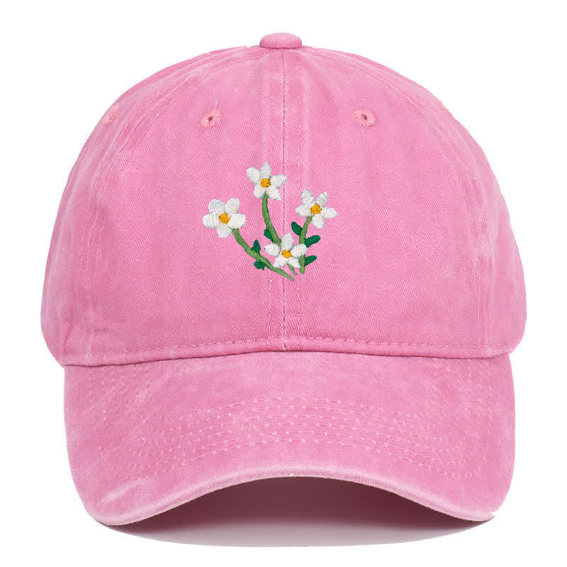 Baseballkappe mit Blumenstickerei, verstellbar, Weiß - Rosa - Einstellbar (ca. 21 5/8"-22 7/8") - image 9