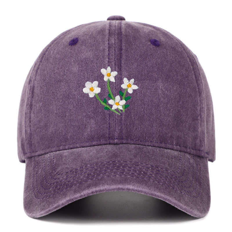 Baseballkappe mit Blumenstickerei, verstellbar, Weiß - Lila - Einstellbar (ca. 21 5/8"-22 7/8") - image 10