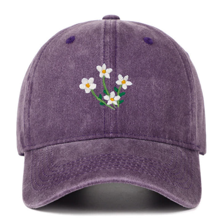 Baseballkappe mit Blumenstickerei, verstellbar, Weiß - Lila - Einstellbar (ca. 21 5/8"-22 7/8") - image 10