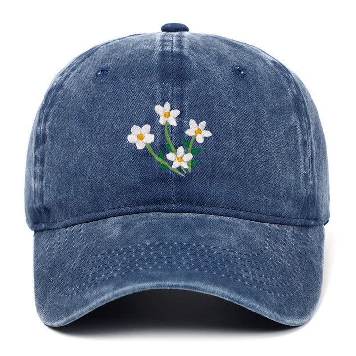 Baseballkappe mit Blumenstickerei, verstellbar, Weiß - Marine - Einstellbar (ca. 21 5/8"-22 7/8") - image 5
