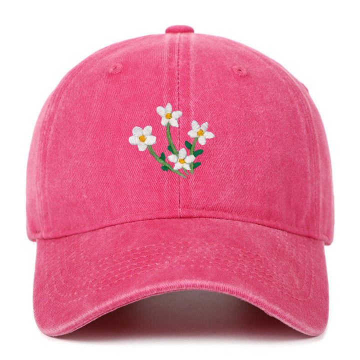 Baseballkappe mit Blumenstickerei, verstellbar, Weiß - Pink - Einstellbar (ca. 21 5/8"-22 7/8") - image 17