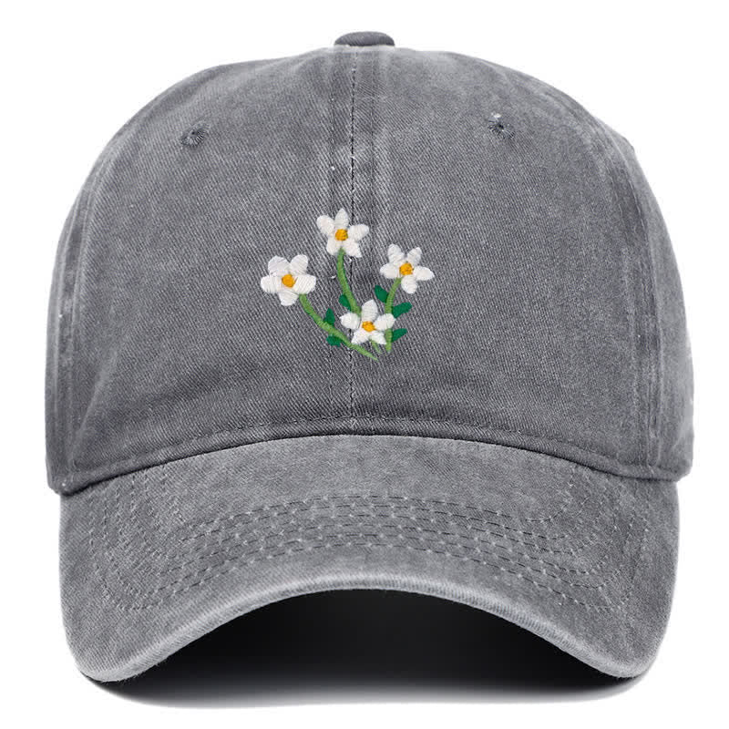 Baseballkappe mit Blumenstickerei, verstellbar, Weiß - Grau - Einstellbar (ca. 21 5/8"-22 7/8") - image 7
