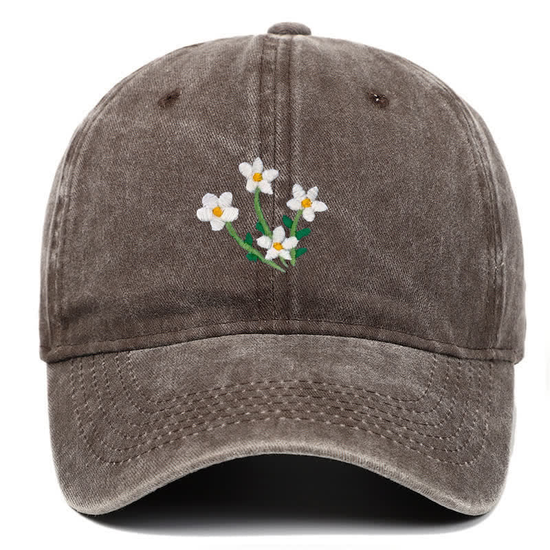 Baseballkappe mit Blumenstickerei, verstellbar, Weiß - Kaffee - Einstellbar (ca. 21 5/8"-22 7/8") - image 8