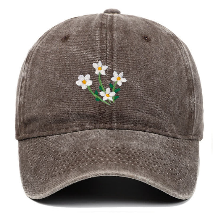 Baseballkappe mit Blumenstickerei, verstellbar, Weiß - Kaffee - Einstellbar (ca. 21 5/8"-22 7/8") - image 8