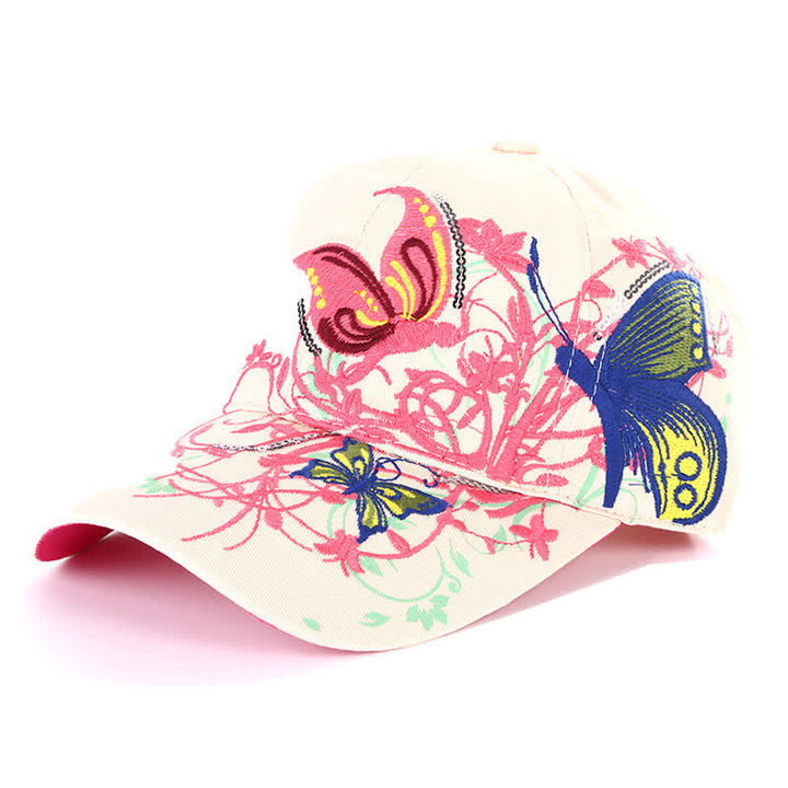 Verstellbare Baseballkappe mit Schmetterlingsstickerei und Blumenmuster - Elfenbein - Einstellbar (ca. 21 5/8"-22 7/8") - image 5