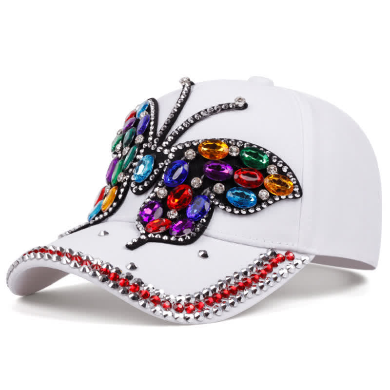 Verstellbare Baseballkappe mit funkelndem Strass und Schmetterling - Weiß - Einstellbar (ca. 21 5/8"-22 7/8") - image 6