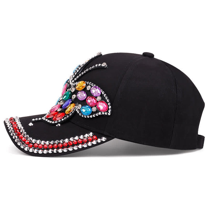 Verstellbare Baseballkappe mit funkelndem Strass und Schmetterling - image 3