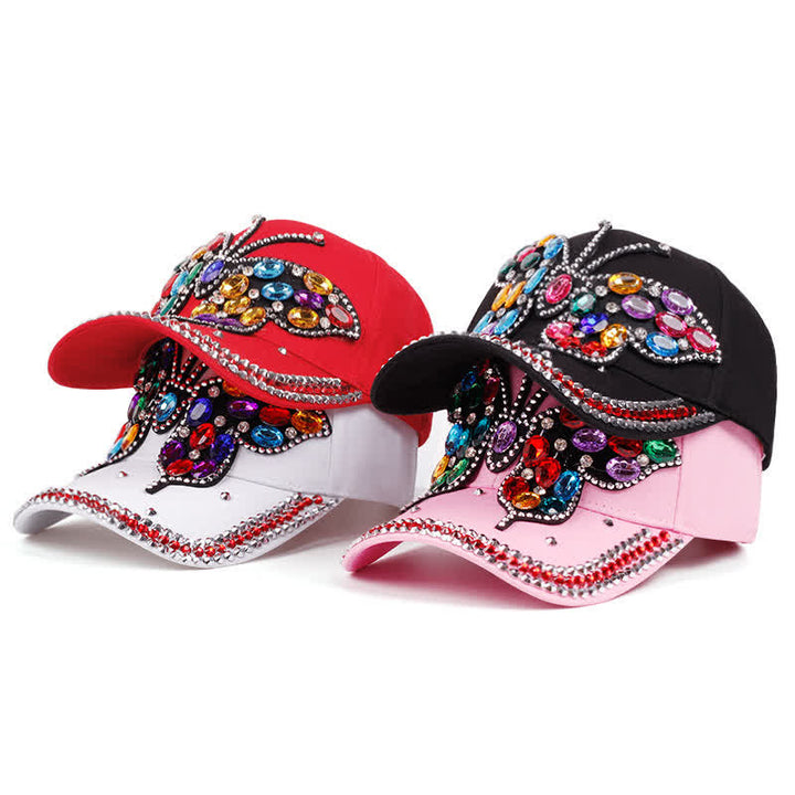 Verstellbare Baseballkappe mit funkelndem Strass und Schmetterling - image 5
