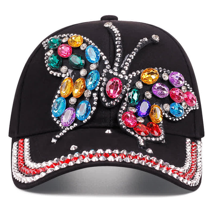 Verstellbare Baseballkappe mit funkelndem Strass und Schmetterling - image 4