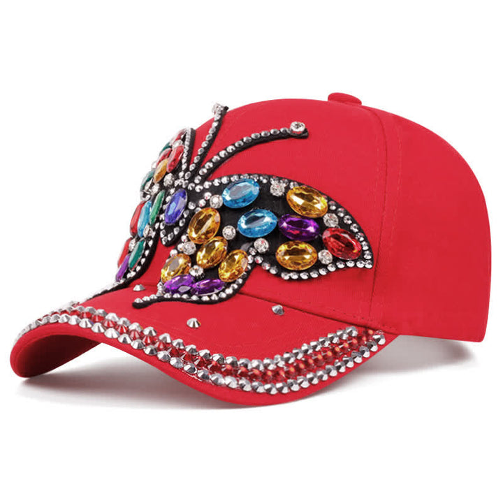 Verstellbare Baseballkappe mit funkelndem Strass und Schmetterling - Rot - Einstellbar (ca. 21 5/8"-22 7/8") - image 7