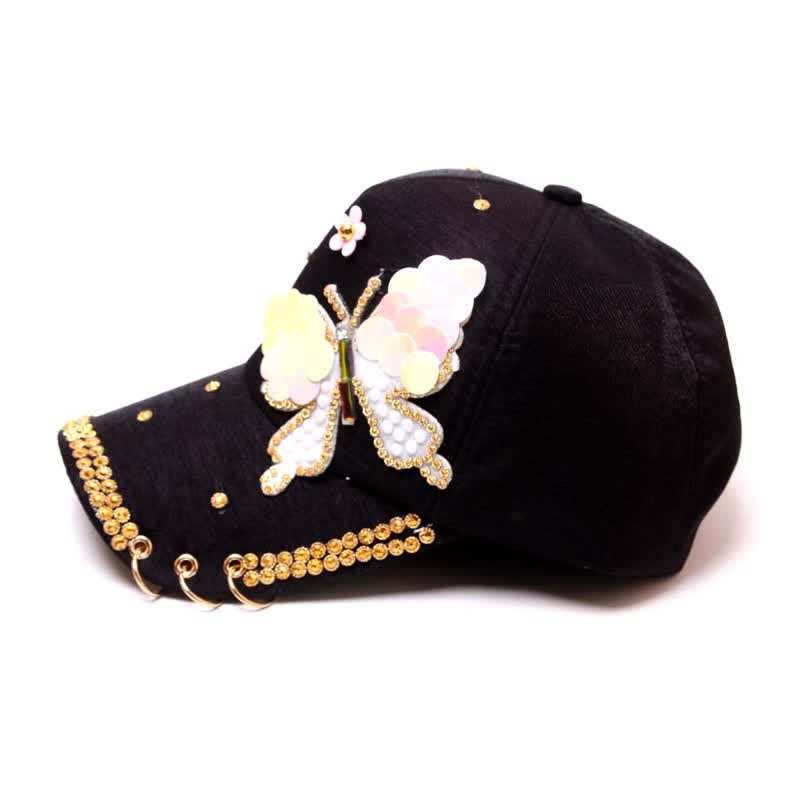 Verstellbare Baseballkappe mit Schmetterlings-Motiv, Rosa - image 4