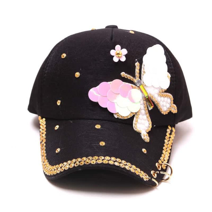 Verstellbare Baseballkappe mit Schmetterlings-Motiv, Rosa - image 2