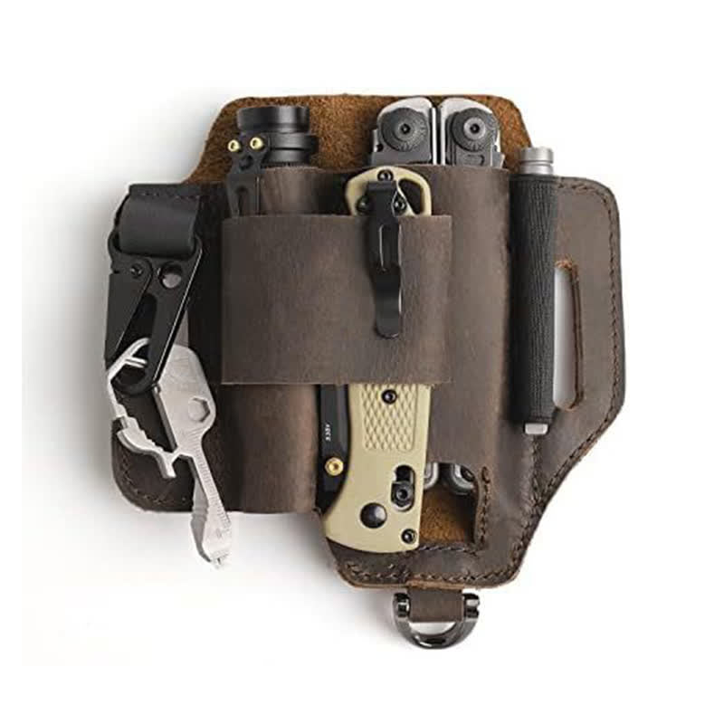EDC Werkzeugaufbewahrung Holster Klappmesser Taschenlampe Leder Gürteltasche - image 7