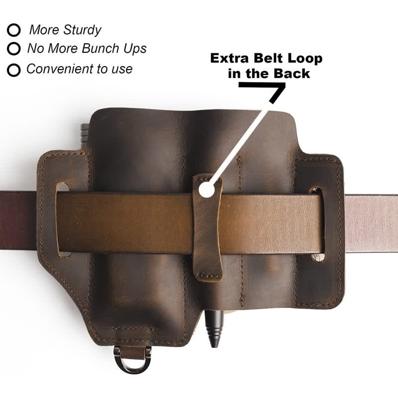 EDC Werkzeugaufbewahrung Holster Klappmesser Taschenlampe Leder Gürteltasche - image 6